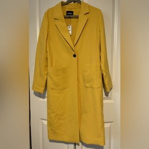 Express NWT Mustard Yellow Long Blazer/ Trench Coat